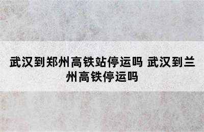 武汉到郑州高铁站停运吗 武汉到兰州高铁停运吗